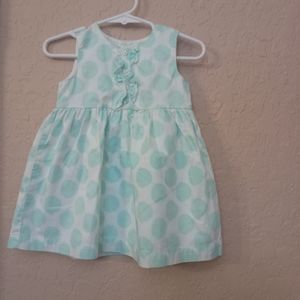 Carter's White dress with light blue polka dots size 12 Months